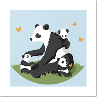 Panda Family Illustration Posters and Art